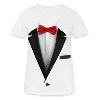 Smoking-Fliege Hochzeitsfest - Frauen T-Shirt atmungsaktiv - Weiß - Vorne - AI Model Female 172 dark (172cm)