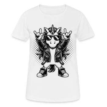 Rock, Rocker, Rock Musik, Heavy Metal, Rock Hand - Frauen T-Shirt atmungsaktiv - Weiß - Vorne - AI Model Female 172 dark (172cm)