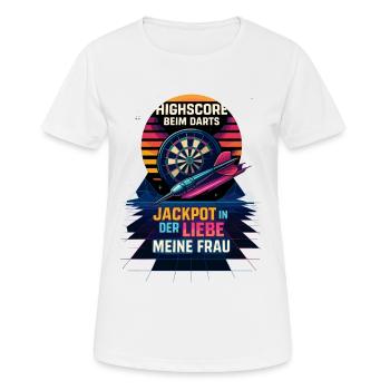 darts highscore liebe, jackpot meine frau - Frauen T-Shirt atmungsaktiv - Weiß - Vorne - AI Model Female 172 dark (172cm)