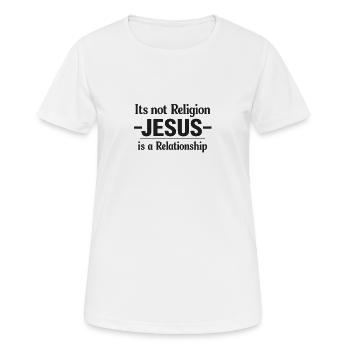 Jesus ist Beziehung - Frauen T-Shirt atmungsaktiv - Weiß - Vorne - AI Model Female 172 dark (172cm)