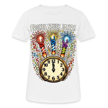 Frohes Neues Jahr Rock N Roll Geschenk 2025 - Frauen T-Shirt atmungsaktiv - Weiß - Vorne - AI Model Female 172 dark (172cm)