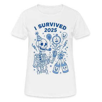 Ich habe 2025 Skeleton Celebration Spaß überlebt - Frauen T-Shirt atmungsaktiv - Weiß - Vorne - AI Model Female 172 dark (172cm)