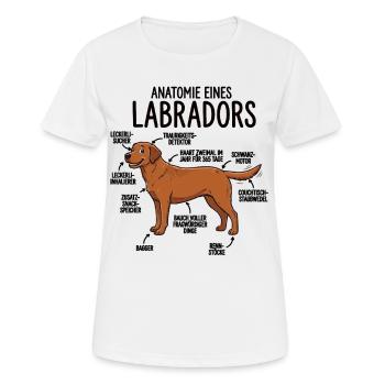 Anatomie eines Labradors – Lustiges Hunde Design - Frauen T-Shirt atmungsaktiv - Weiß - Vorne - AI Model Female 172 dark (172cm)
