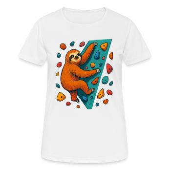 Escaladeur de bloc avec paresseux et escalade de blocs - T-shirt respirant Femme - blanc - Devant - AI Model Female 172 dark (172cm)
