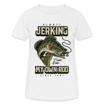 Toujours en train de branler ma canne Pêche amusante Né en 1981 - T-shirt respirant Femme - blanc - Devant - AI Model Female 172 dark (172cm)