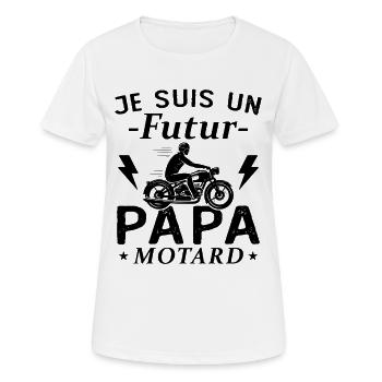 Je suis un futur papa motard - T-shirt respirant Femme - blanc - Devant - AI Model Female 172 dark (172cm)