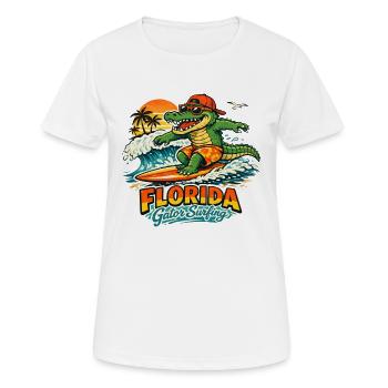 Surfender Alligator in Florida - Frauen T-Shirt atmungsaktiv - Weiß - Vorne - AI Model Female 172 dark (172cm)