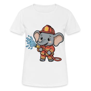 Elefant Feuerwehrheld mit Schlauch - Frauen T-Shirt atmungsaktiv - Weiß - Vorne - AI Model Female 172 dark (172cm)