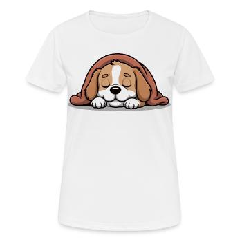 Schlafender Beagle unter Decke - Frauen T-Shirt atmungsaktiv - Weiß - Vorne - AI Model Female 172 dark (172cm)