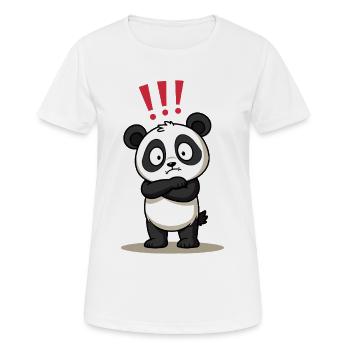 Panda sceptique avec humour au point d’exclamation - T-shirt respirant Femme - blanc - Devant - AI Model Female 172 dark (172cm)