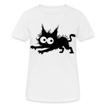 Chat noir stressé - stress, peur, peur - T-shirt respirant Femme - blanc - Devant - AI Model Female 172 dark (172cm)