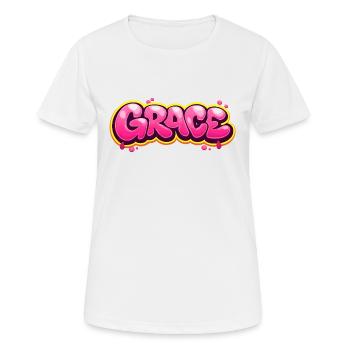 GRACE GRAFFITI NAME FOR PERFECT GIFT PRINTABLE on - Women's Breathable T-Shirt - white - Front - AI Model Female 172 dark (172cm)
