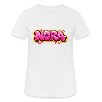 NORA GRAFFITI NAME FOR PERFECT GIFT PRINTABLE - Women's Breathable T-Shirt - white - Front - AI Model Female 172 dark (172cm)