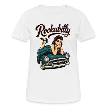 Rockabilly Vintage Car Pin Up Girl Gift - Women's Breathable T-Shirt - white - Front - AI Model Female 172 dark (172cm)