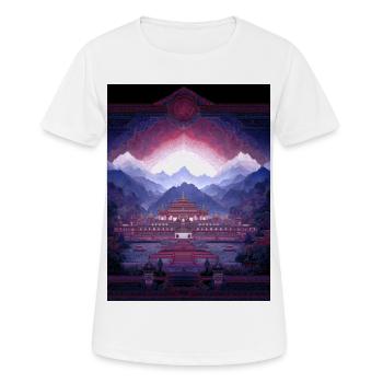 Psy Art - Pagode in Berglandschaft - Frauen T-Shirt atmungsaktiv - Weiß - Vorne - AI Model Female 172 dark (172cm)