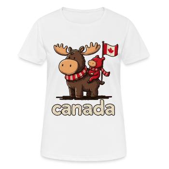 Canada-Moose mit kleinem Begleiter - Frauen T-Shirt atmungsaktiv - Weiß - Vorne - AI Model Female 172 dark (172cm)