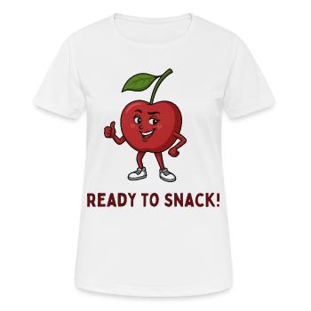 Snack cerise prêt à grignoter - T-shirt respirant Femme - blanc - Devant - AI Model Female 172 dark (172cm)