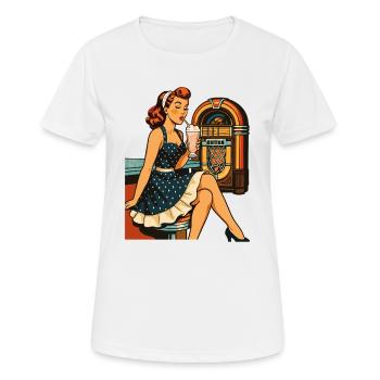 Rockabilly 50s Diner Milkshake Jukebox Retro - Women's Breathable T-Shirt - white - Front - AI Model Female 172 dark (172cm)