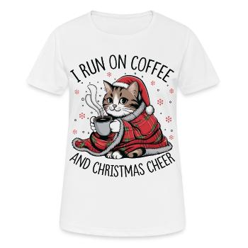 Kätzchen-Weihnachtskaffee und Freude - Frauen T-Shirt atmungsaktiv - Weiß - Vorne - AI Model Female 172 dark (172cm)