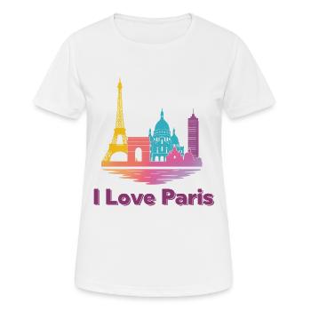 I Love Paris Skyline Farbverlauf - Frauen T-Shirt atmungsaktiv - Weiß - Vorne - AI Model Female 172 dark (172cm)