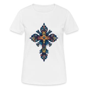 Croix chrétienne - T-shirt respirant Femme - blanc - Devant - AI Model Female 172 dark (172cm)