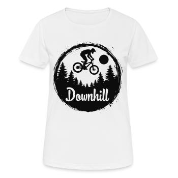 Aventure de VTT en descente dans la forêt - T-shirt respirant Femme - blanc - Devant - AI Model Female 172 dark (172cm)