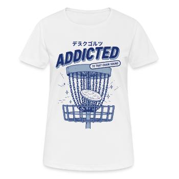 Disc Golf accro à ce son de chaîne Flying Disc - T-shirt respirant Femme - blanc - Devant - AI Model Female 172 dark (172cm)