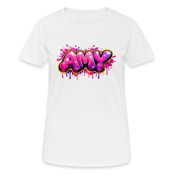 AMY GRAFFITI NAME FOR PERFECT GIFT PRINTABLE - Women's Breathable T-Shirt - white - Front - AI Model Female 172 dark (172cm)
