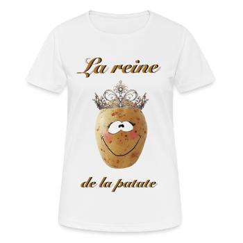 La reine de la patate – Humour cuisine - T-shirt respirant Femme - blanc - Devant - AI Model Female 172 dark (172cm)
