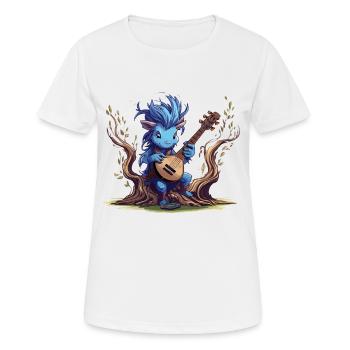 Lutin bleu avec luth dans la forêt - T-shirt respirant Femme - blanc - Devant - AI Model Female 172 dark (172cm)