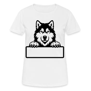 Alaskan Malamute Namensschild schwarz - Frauen T-Shirt atmungsaktiv - Weiß - Vorne - AI Model Female 172 dark (172cm)