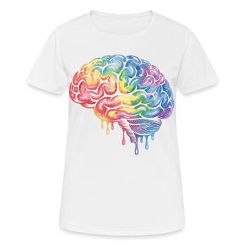 Regenbogenhirn Farbverlauf Druckdesign - Frauen T-Shirt atmungsaktiv - Weiß - Vorne - AI Model Female 172 dark (172cm)