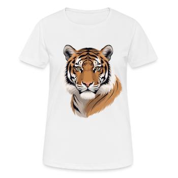 Tiger Head Illustration Wild Pattern - Women's Breathable T-Shirt - white - Front - AI Model Female 172 dark (172cm)
