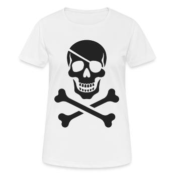 Classic Jolly Roger Pirate Skull - Women's Breathable T-Shirt - white - Front - AI Model Female 172 dark (172cm)