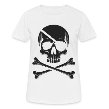 Classic Jolly Roger Pirate Skull - Women's Breathable T-Shirt - white - Front - AI Model Female 172 dark (172cm)