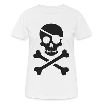 Classic Jolly Roger Pirate Skull - Women's Breathable T-Shirt - white - Front - AI Model Female 172 dark (172cm)