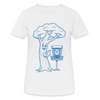 Disque volant drôle de Disc Golf BONK Arbre et Panier - T-shirt respirant Femme - blanc - Devant - AI Model Female 172 dark (172cm)