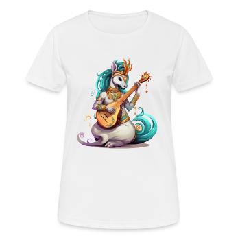 Musicien licorne avec luth doré - T-shirt respirant Femme - blanc - Devant - AI Model Female 172 dark (172cm)