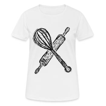 Nudelholz und Handmixer - Frauen T-Shirt atmungsaktiv - Weiß - Vorne - AI Model Female 172 dark (172cm)