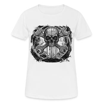 Crâne de Mécanicien – Atelier industriel - T-shirt respirant Femme - blanc - Devant - AI Model Female 172 dark (172cm)