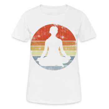 Yogi Zeichnung - Frauen T-Shirt atmungsaktiv - Weiß - Vorne - AI Model Female 172 dark (172cm)