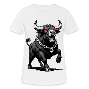 Bitcoin Bull Red Laser Eyes Crypto Bull Run - Women's Breathable T-Shirt - white - Front - AI Model Female 172 dark (172cm)