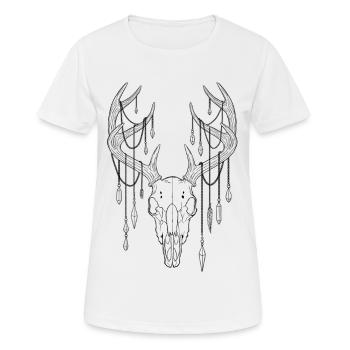 Hirschgeweih mit Kristallen - Frauen T-Shirt atmungsaktiv - Weiß - Vorne - AI Model Female 172 dark (172cm)