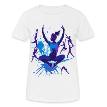 Turnen Turnerin Gymnastik Akrobatik Kunstturnen - Frauen T-Shirt atmungsaktiv - Weiß - Vorne - AI Model Female 172 dark (172cm)