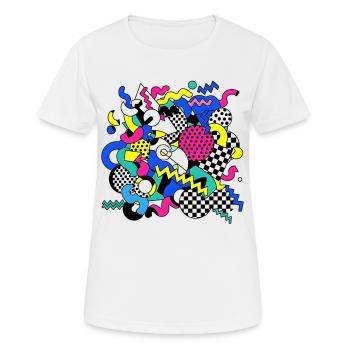 Neon Chaos Pop Art Muster - Frauen T-Shirt atmungsaktiv - Weiß - Vorne - AI Model Female 172 dark (172cm)