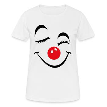 Fröhliches Clown Gesicht Karneval Fasnet Fasching - Frauen T-Shirt atmungsaktiv - Weiß - Vorne - AI Model Female 172 dark (172cm)