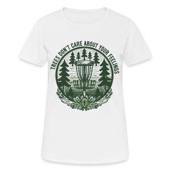 Bäume kümmern sich nicht um deine Gefühle Disc Golf - Frauen T-Shirt atmungsaktiv - Weiß - Vorne - AI Model Female 172 dark (172cm)