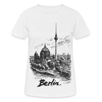 Silhouette de la ligne d’horizon de Berlin - T-shirt respirant Femme - blanc - Devant - AI Model Female 172 dark (172cm)