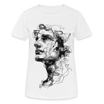Silhouette de tresse d’ombre - T-shirt respirant Femme - blanc - Devant - AI Model Female 172 dark (172cm)
