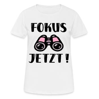 Fernglas Fokus - Frauen T-Shirt atmungsaktiv - Weiß - Vorne - AI Model Female 172 dark (172cm)